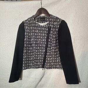 JUDITH & CHARLES Sz 4 Moto Style Contrasting Sleeves Tweed Blazer Jacket Lined